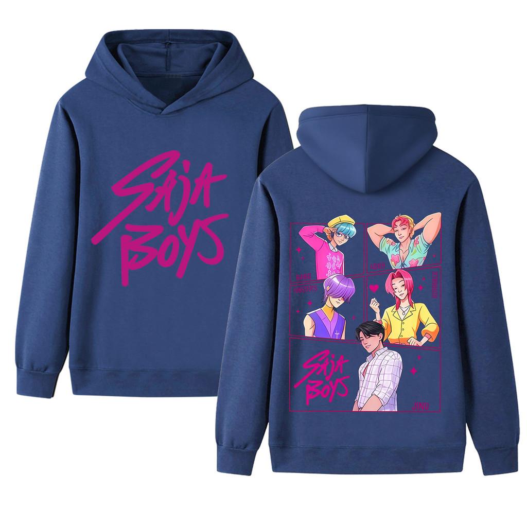 B1217-2 Kids Boys Girls Kpop Rumi Zoey Mira Sajaboys Double-sided Print Long Sleeves Hoodie