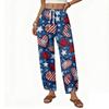 Dames Broek met Trekkoord en Wijde Pijpen met Print - Losse Pasvorm Rechte Pijp Casual Broek voor Dagelijks Gebruik