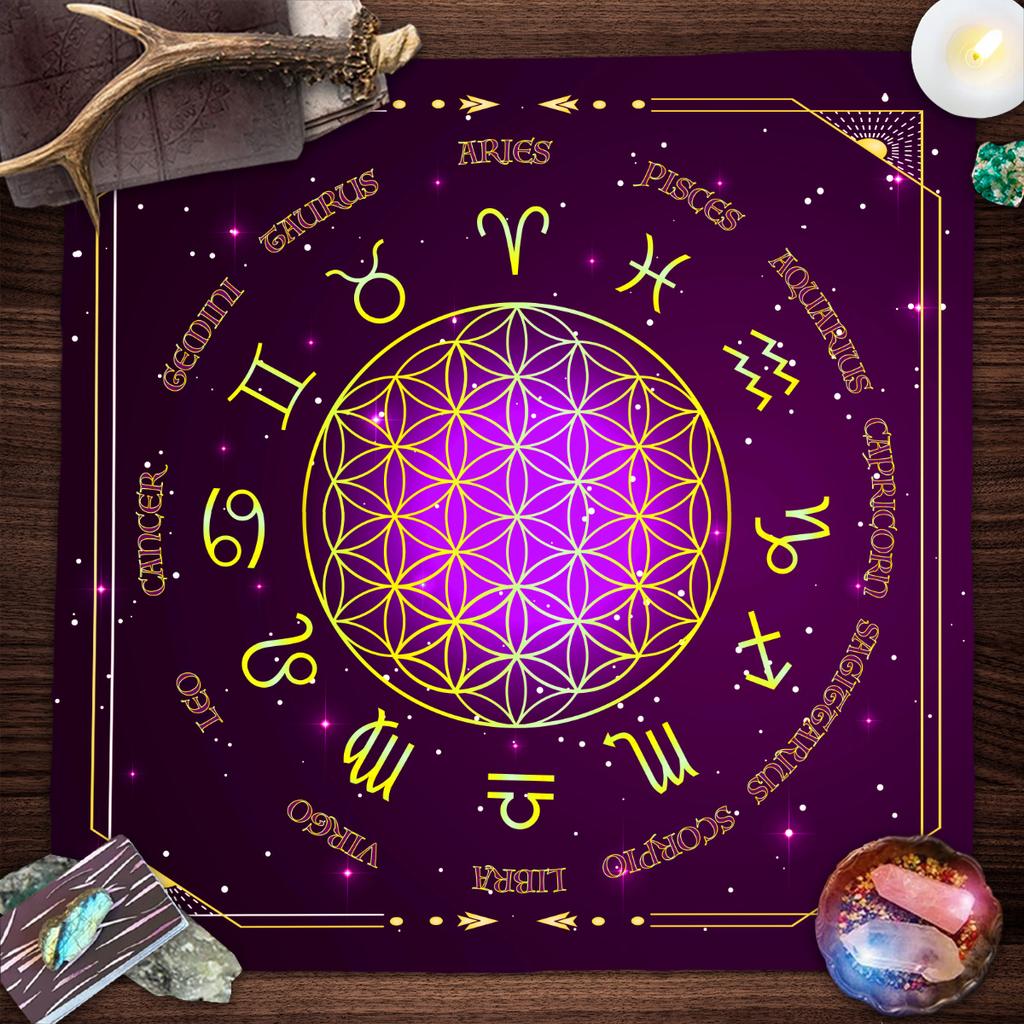 Tarotová obrus Mandala Kvet života Altarová utierka Na veštenie Meditačný kruh Galaxia Tarotová podložka Podložka na duchovné karty orákula