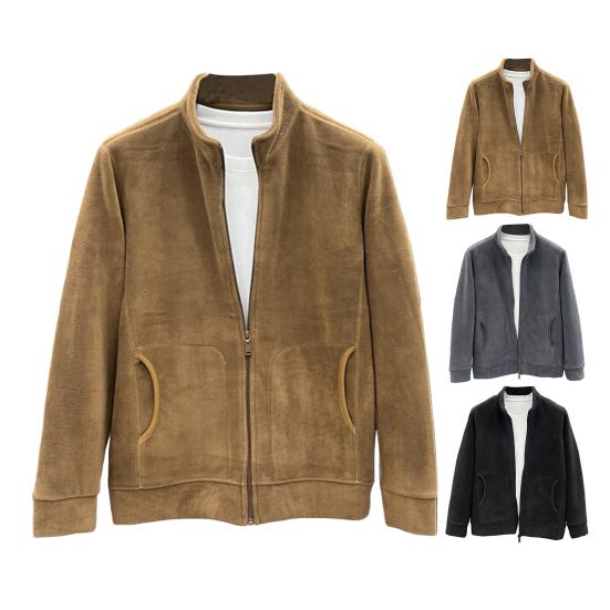 Heren Fuzzy Sherpa Jas Lange Mouw Volledige Rits Open Voorkant Casual Jas Winter Fleece Warme Jas voor Buitensporten Dagelijks Gebruik