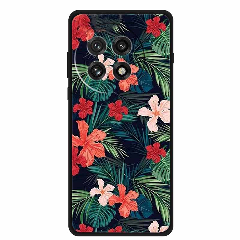 Funda For OnePlus13 5G Case OnePlus 13R Black Silicone Soft Flower Fashion TPU Back Cover For OnePlus13 13R Case Protective Capa