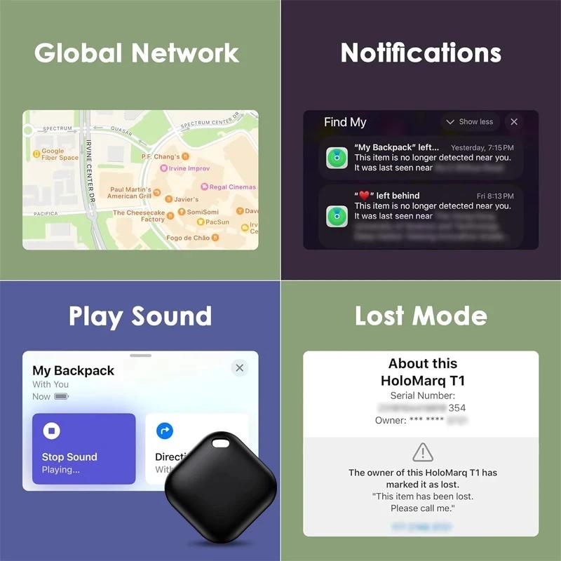 Long Distance Smart Tag Tracker Work with Apple Find My Anti Lost Reminder Device MFI Rated Bluetooth Tracker Kid Pet Key Finder