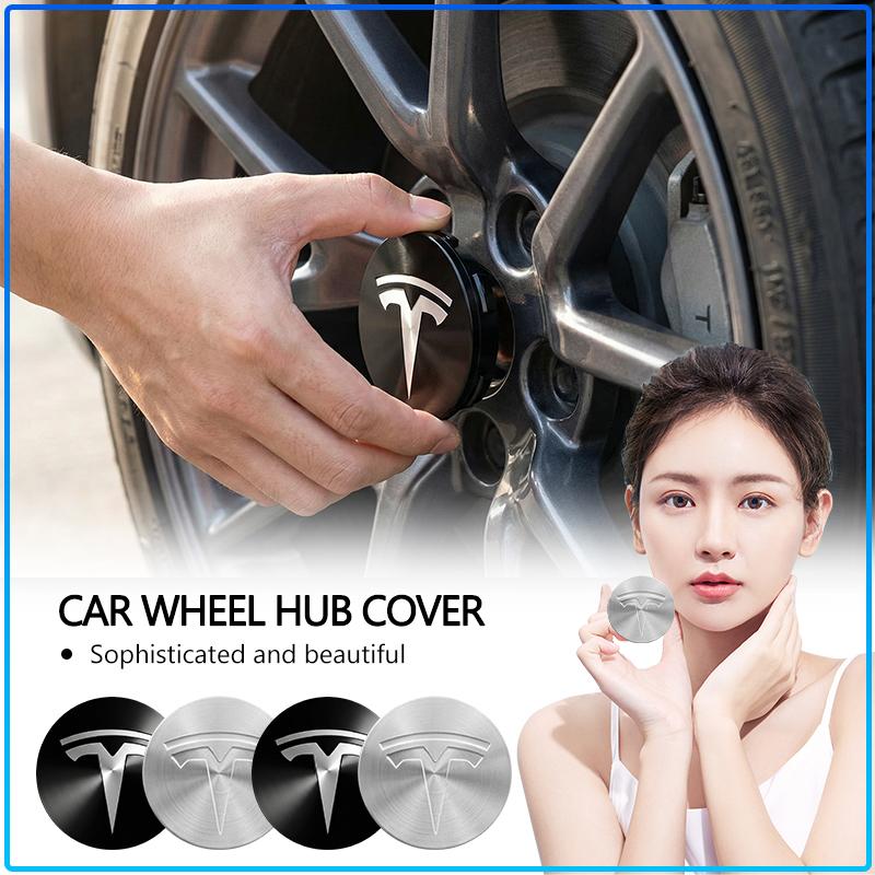 4Pcs 60mm Car Wheel Center Hub Caps Badge Accessories For Tesla Model 3 Model S Model X Model Y Roadster Performance Decor