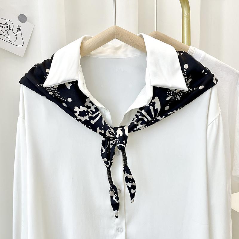 Versatile Simulated Silk Scarf Japanese Student Female Scarf Small Shawl Cute Triangle Scarf Thin