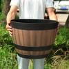 Plantkruka Faux Whisky fatform Heminredning Plast inomhus utomhusgård uteplats Blomkruka för trädgård
