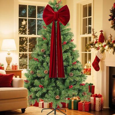 Christmas Tree Topper Bow Large Reusable Ornament Giant Christmas Bow For Tree For Indoor Home Door Front Staircase Fence