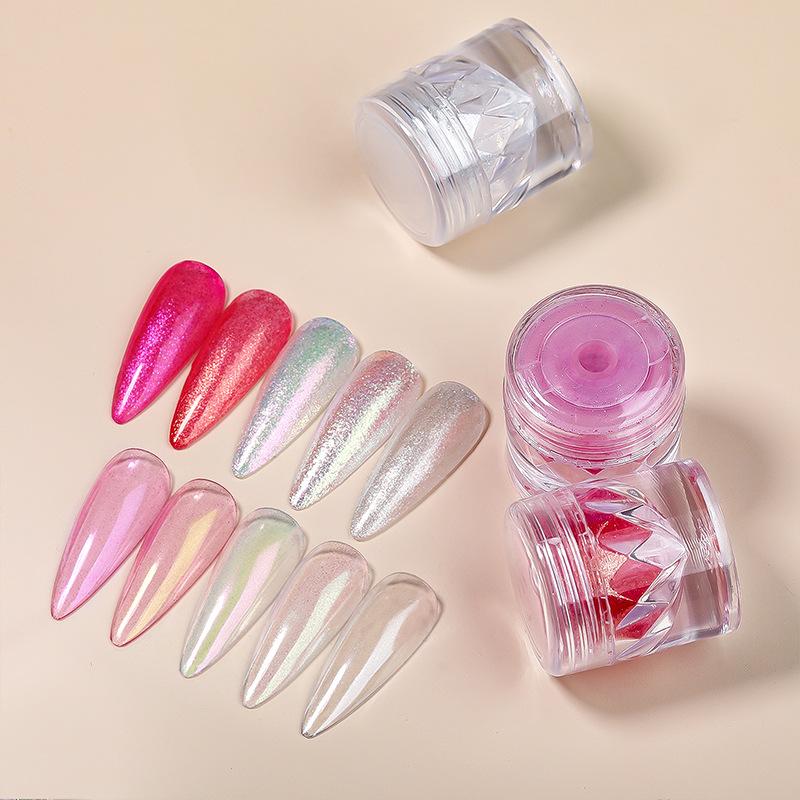 Super Glitzernder Perlglanz Nagelpuder, Perlglänzender Magischer Muschel Wolken Brokat Puder, Neon Perlglitzer Farbe Platin Puder