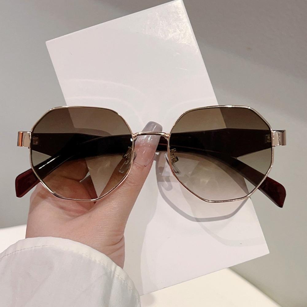 Gradient Color Polygonal Sunglasses UV400 Anti-UV Glasses Retro Women Sunglasses Business