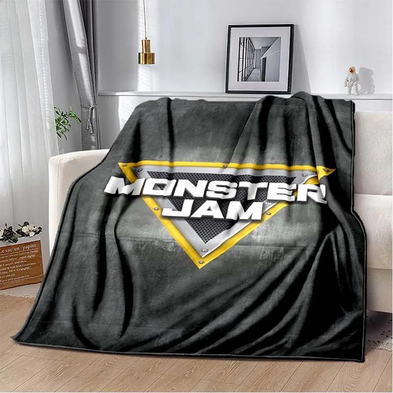Couverture en Flanelle Douce Monster Jam Monster Truck Dessin Animé Couverture Jetée Douce Chambre d'Enfant Canapé Lit Couverture Jetée Chaude Couverture de Pique-nique