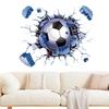 Soccer Wall Decal 3D Visual Sporat Ball Cracked Wall Sticker Basketball Billiard Football Wall Decor Self-Adhesive Sport Room