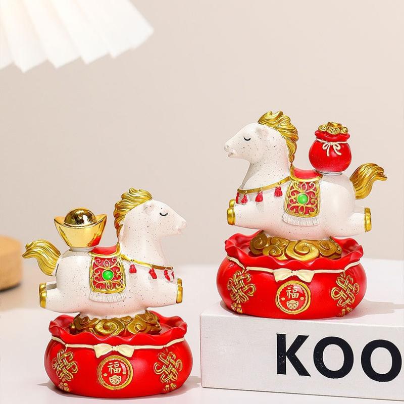 1Pc Year of The Horse Mascot Guochao Horse Home Furnishing Ornament Office Tabletop Ornament Creative Gifts Companion Zodiac Horse