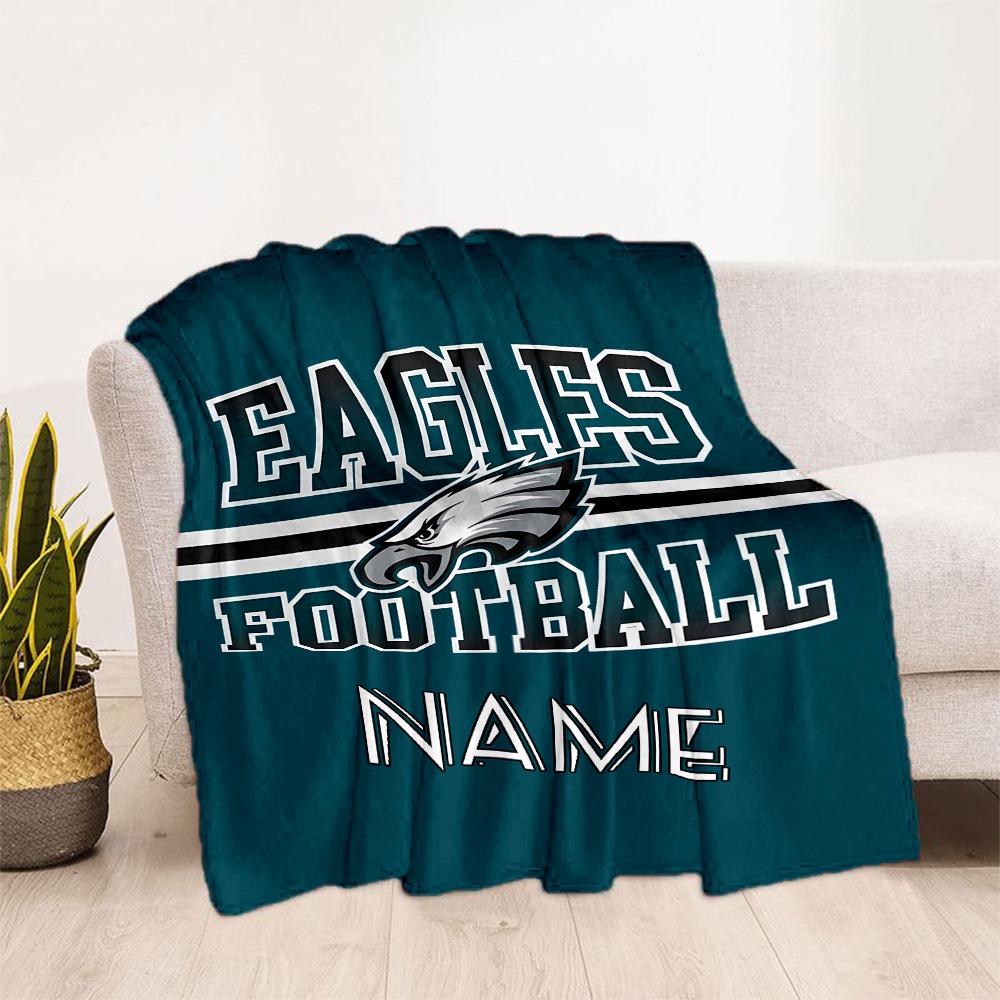 Eagles Football Jersey Personalized Text Blanket Gift Personalized Blanket Soft Warm Cozy Suitable for Home Decor Living Room Sofa Picnics