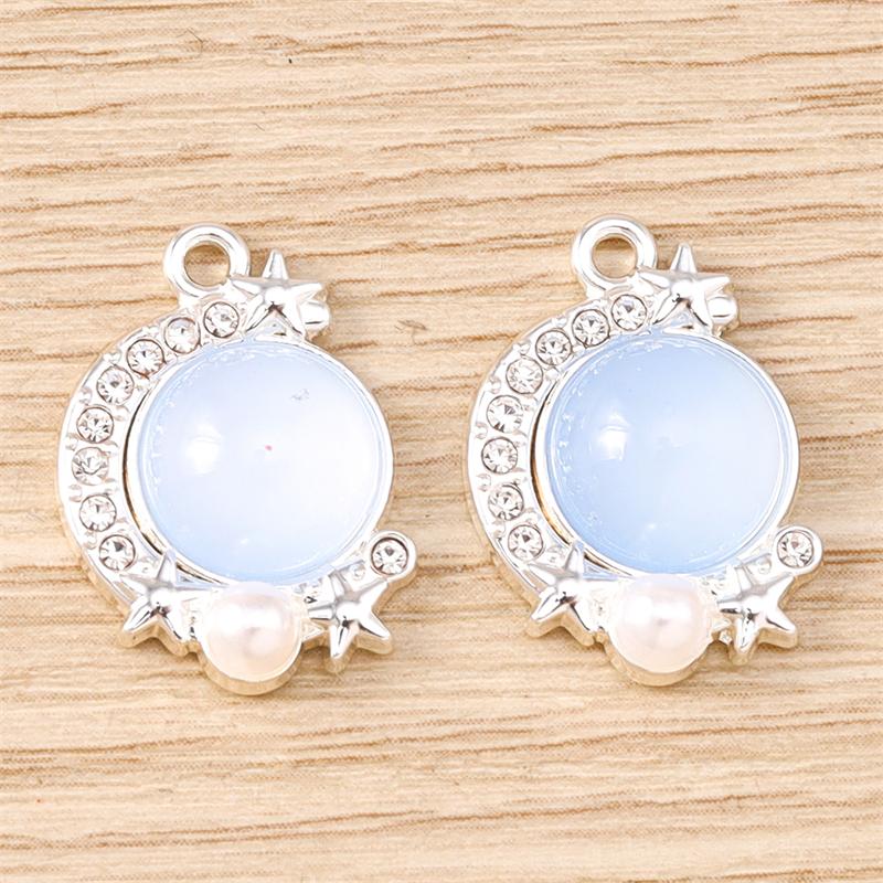 5pcs 14x20mm Elegant Colorful Crystal Moon Charms Pendants for Jewelry Making Drop Earrings Necklaces Bracelets DIY Crafts Gifts
