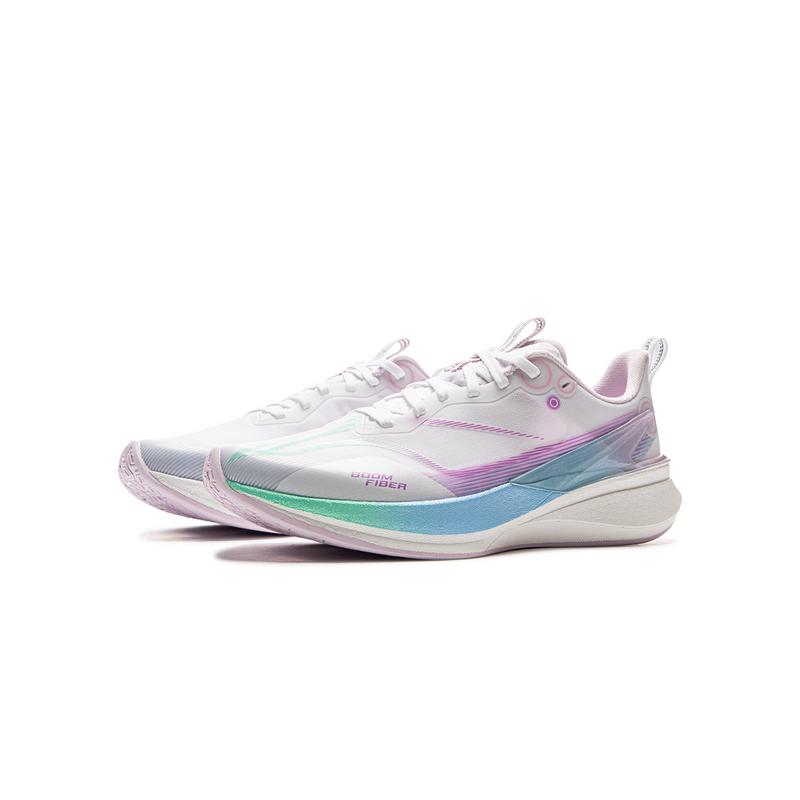 Li Ning YOUNG Red Hare 8 PRO Slip Resistant Abrasion Resistant Low Top Kids' Running Shoes White Purple YKFV128-2