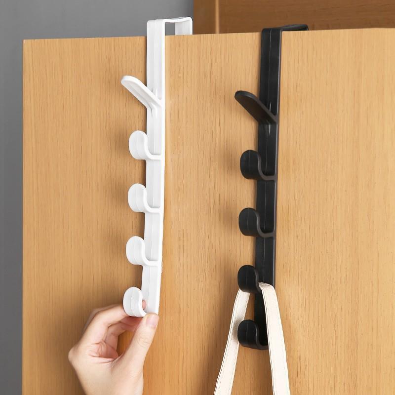 Fivesegment Door Hook Coat Bag Towels Cap Hair Bands Seamless Holder Home Bedroom Storage Organization Plastic Pure Color Rack