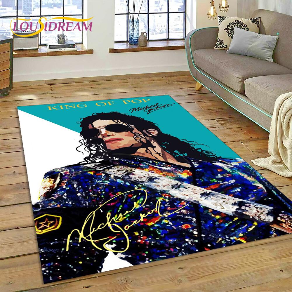 Tapis MJ King of Pop Michael Jackson pour Salon Chambre Décoration de Maison, Tapis de Sol Antidérapant Décoration pour Canapé Paillasson Cadeau