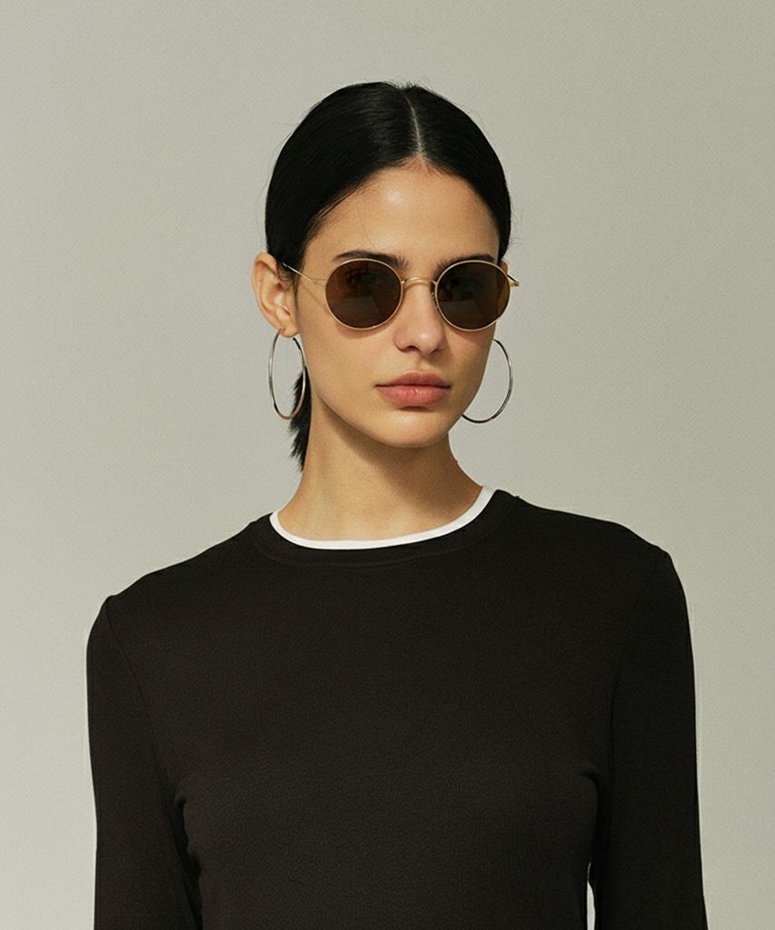 Lingkeonpeuleim 28609 Ultra-Slim Titanium Sunglasses Black