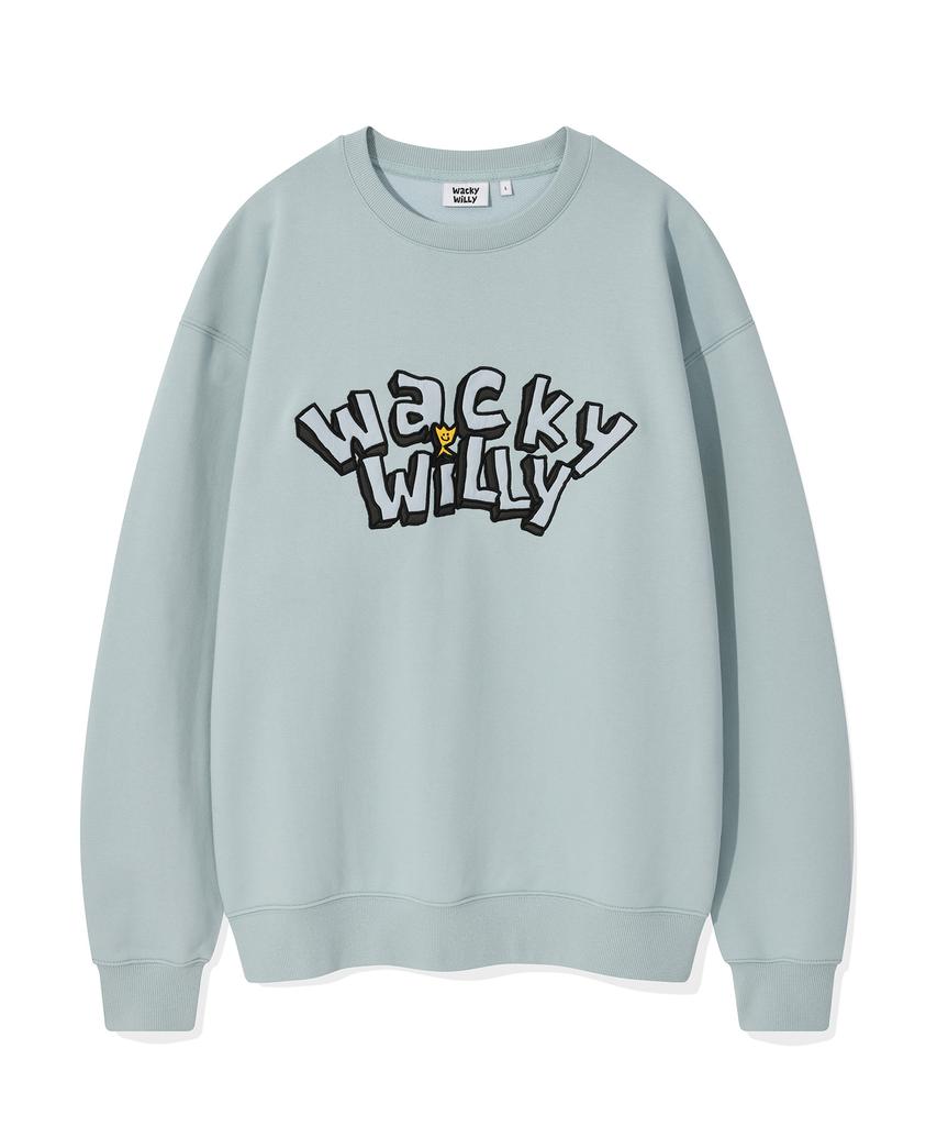 WACKY WILLY Typographic One-Point Sweatshirt Light Blue