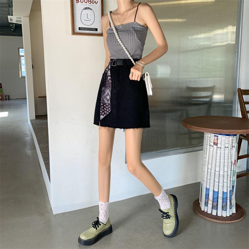A-Linien-Rock Modetrend Y2k Jeans Sommer Ins Design Sense Schlitz Hohe Taille Denim Minirock Damen Allround-Schlankmachend Hüftbetonend