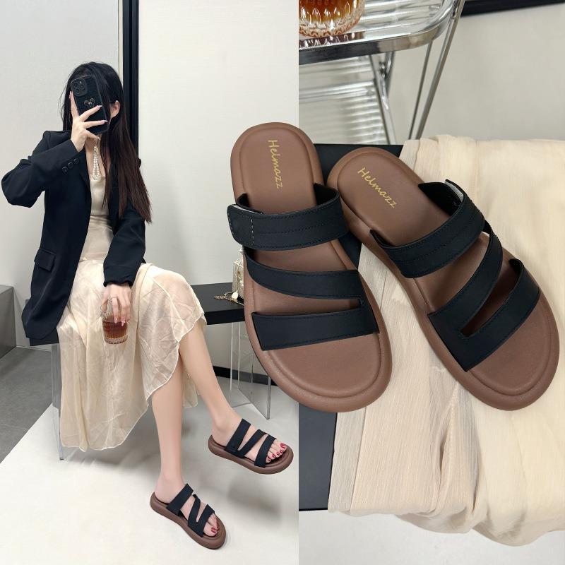 Thick Bottom Sandal Slippers Female Summer Outside Wear Flat Bottom One Word Drag Pregnant Women Leisure