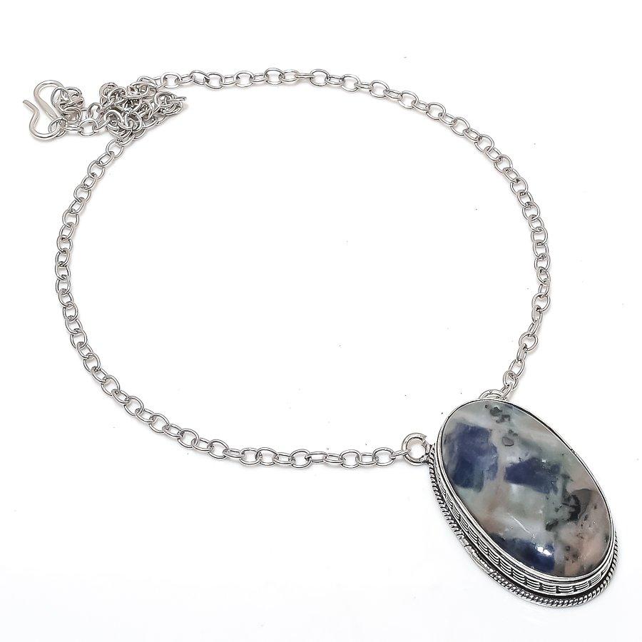 Sodalite Gemstone 925 Sterling Silver Jewelry Necklace 18"