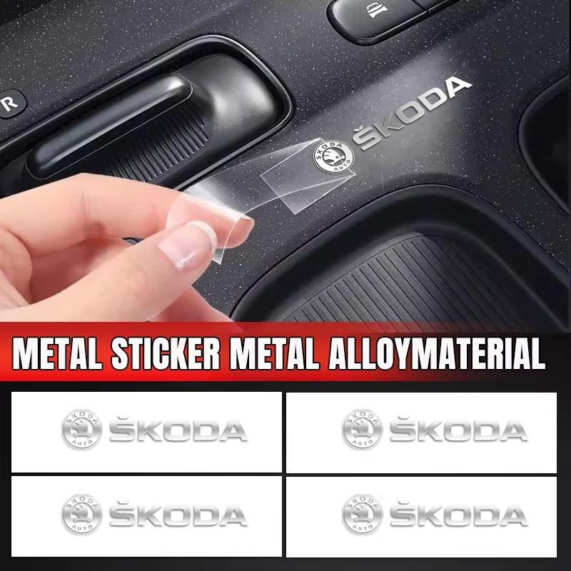Metal Creative Car Emblem Badge Waterproof Dirt-proof Stickers For Skoda Octavia Rapid Fabia Superb Kodiaq Karoq Kamiq Scala