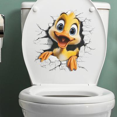 Cartoon Küken Versteckspiel Toilettensitz Aufkleber Badezimmer Dekoration Selbstklebend Abnehmbare Folie