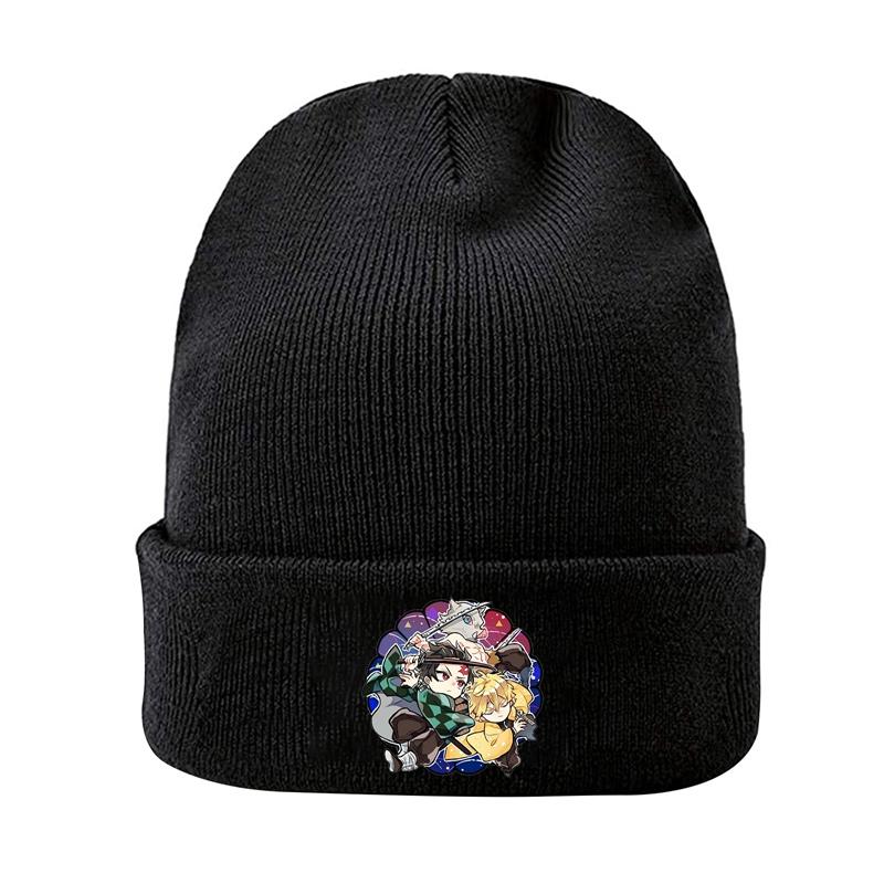 Demon Slayer Anime Knitted Hat For Women Unisex Skullies Beanies Winter Hat Polyester Kamado Nezuko Devil's Blade Casual Caps