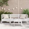 Garden Sofa 3 Seater White Solid Pine Wood