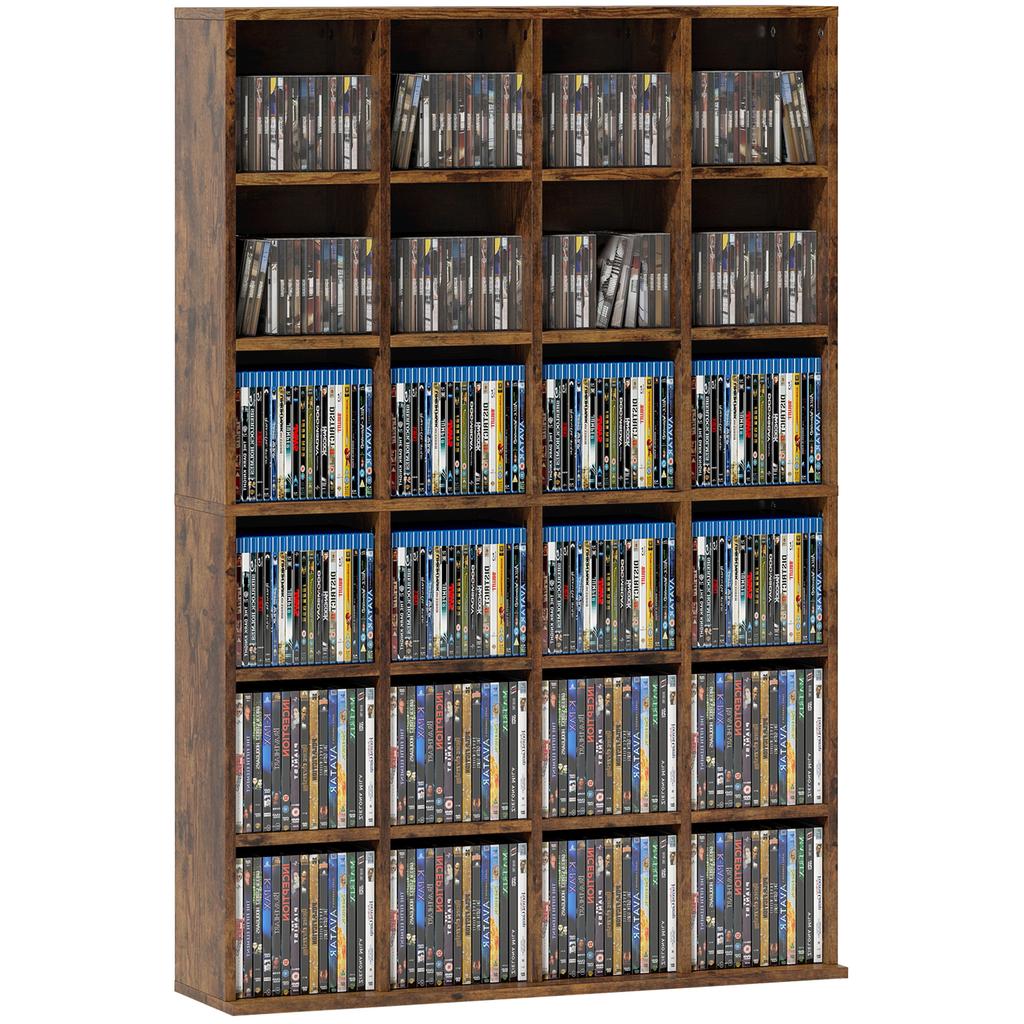 CD Storage Unit with Adjustable Shelves, 89 X 130.5 Cm, Rustic Brown