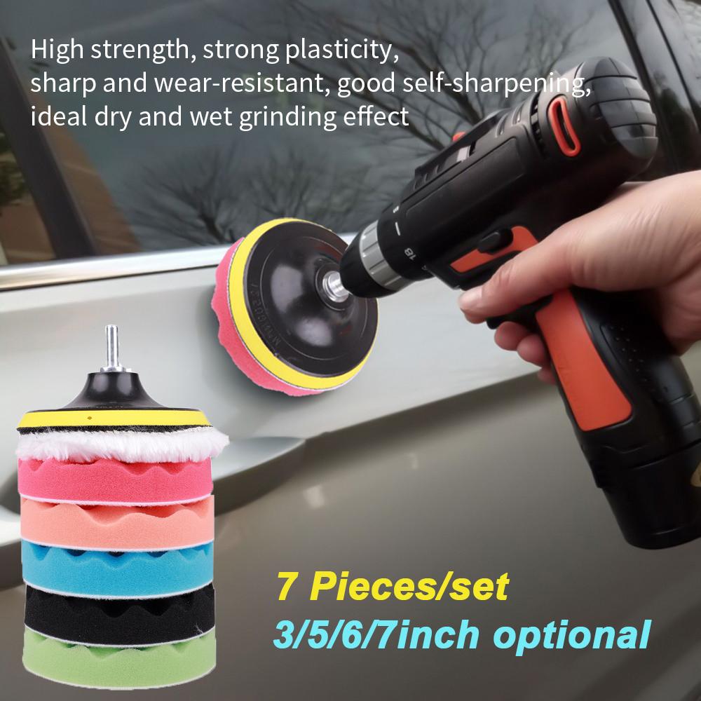 Kit de polissage pour voiture, 8 pièces, tampon de polissage, disque de polissage de 3/5/7 pouces, éponge de cirage, polisseuse de voiture, accessoires de polissage pour voiture