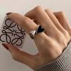 Retro Schwarz Herz Opposition Offenen Ring Schmuck Einstellbare Index Finger Anneaux für Männer Frauen Party Anillos Ästhetischen Zubehör