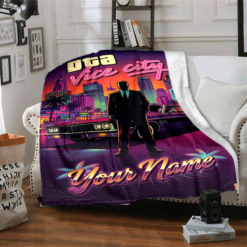 Grand Theft Auto Customize Your Name Blanket Gift Personalized Blanket Warmthful Decor Throw For Office Bedding Chair Home Decor for All Occasions
