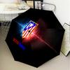 Atletico Madrid Crest Automatic Folding Umbrella - 8-Rib Travel Umbrella with Auto Open/Close & Portable Gifts for Holidays or Birthdays