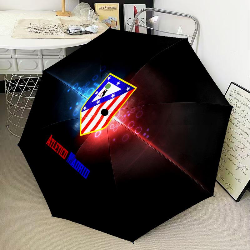 Atletico Madrid Crest Automatic Folding Umbrella - 8-Rib Travel Umbrella with Auto Open/Close & Portable Gifts for Holidays or Birthdays