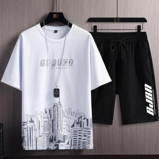 Herrset med ultratunn isilke, snabbtorkande, för sport: T-shirt med korta ärmar & 5-ficksshorts