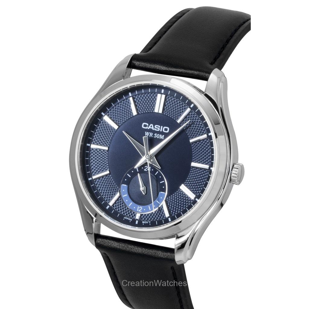 Casio Analoge Lederarmband Blaue Zifferblatt Quarz MTP-B315L-2AV Herrenuhr
