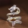Buyee 925 Sterling Silver Unique Big Ring Elegant Chinese Dragon Open Ring Finger for Men Rock Punk Fine Jewelry Circle Gift