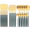 White Gold 24Pcs Cutlery Set Matte Dinnerware Western Flatware Knife Fork Spoons Stainless Steel Silverware Kitchen Tableware Set