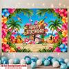 Buon Compleanno Tema Luau Hawaiano, 1pz Striscione Sfondo Festa in Poliestere, Sfondo Photo Booth, Decorazione Murale