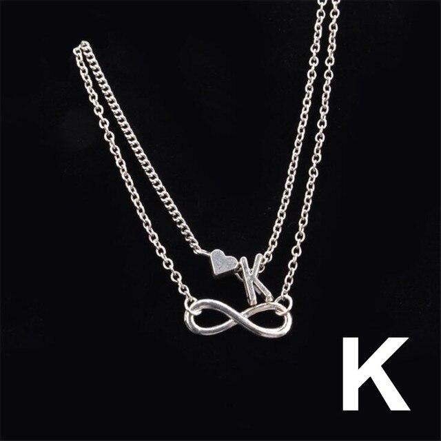 Boho Initial Anklet Heart Infinity Stříbrná barva kotníkový náramek na řetízku na noze Náramky s 26 písmeny pro ženy šperky na kotník plážová noha