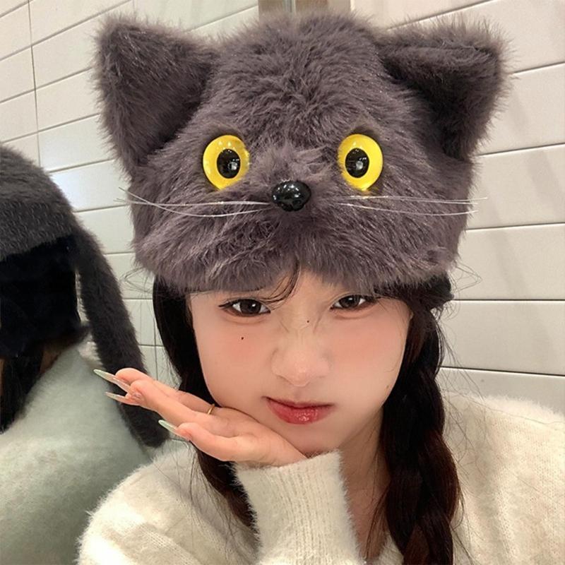 Funny Cats Ears Plush Hat Winter Fleece Hat For Adults Kids Soft Warm Unisex Lovely Animal Costume Accessories