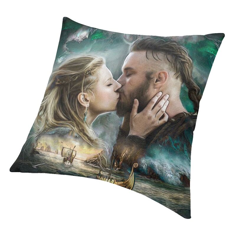 Vikings Lagertha Ragnar Lothbrok Sofa Cushion Cover Velvet Norse Valhalla Warrior Pillow Case Living Room Decoration Pillowcase