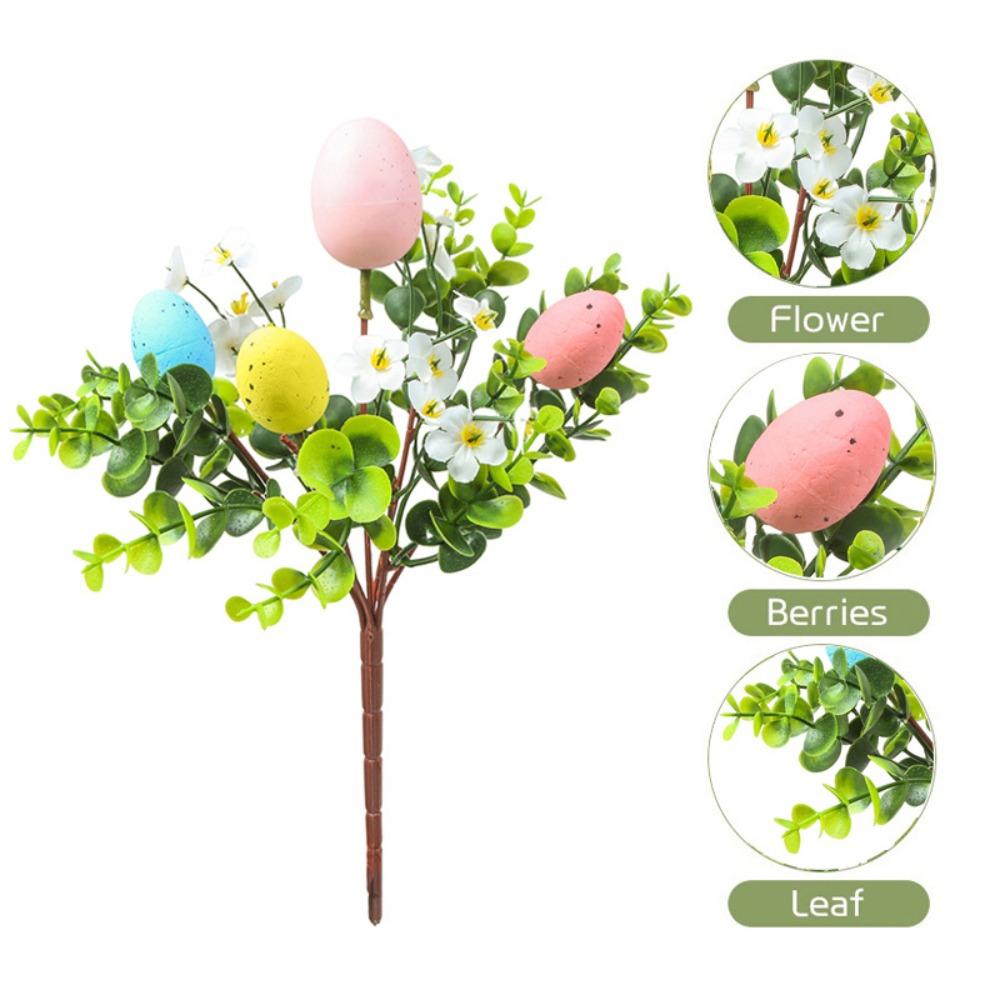 Artificial Easter Flower Foam Easter Egg Rabbit Flower Decor Spring Floral Stems Speckled Easter Plant Twig Branches for Easter