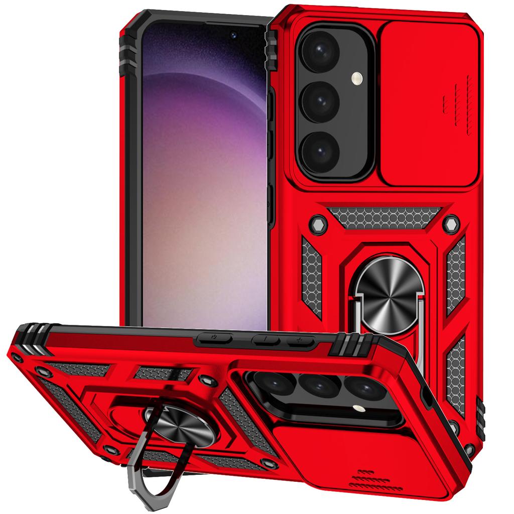 Slide Camera Shockproof Armor Cases For Samsung Galaxy S24 Ultra S24 Plus S 24 S24+ Car Magnetic Holder Ring Protect Shell