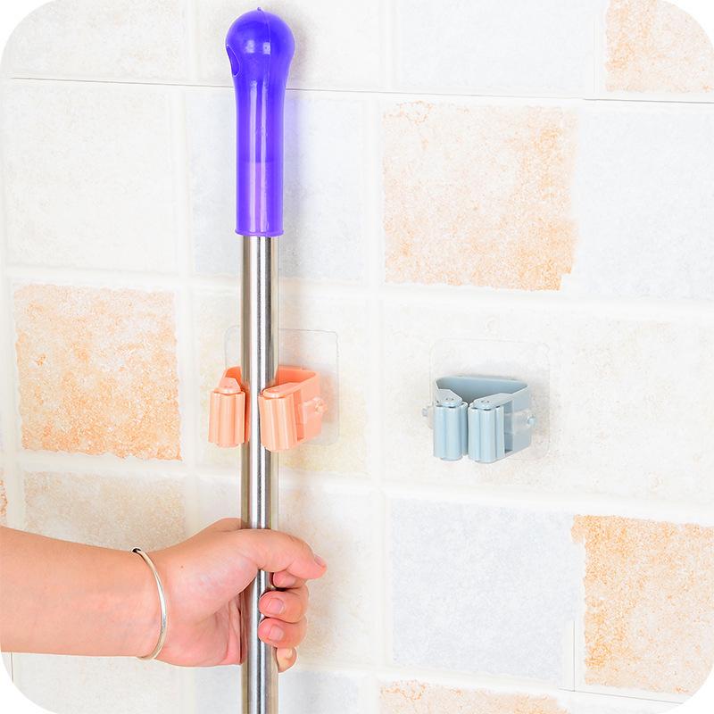 Seamless Mop Clip No-drilling Broom Rack Hook Slot Powerful Bathroom Wall-mounted Storage Rack