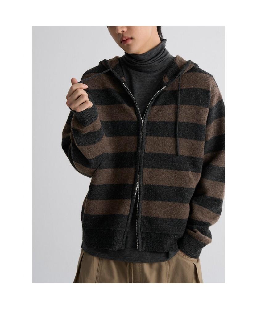 8seconds Striped Hooded Cardigan Brown