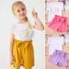 Girls Love Printed T-shirt Bow Sweet Casual Two-piece Summer Children's Fashion Set