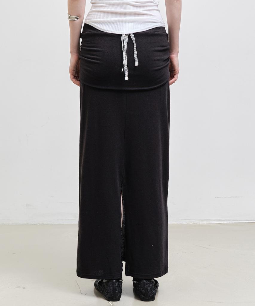Nigaennikol Wrap Tie Long Skirt_Black