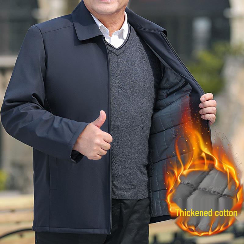 Chaqueta acolchada de algodón para hombre para papá: Camisa de Botones para Primavera y Otoño para Personas de Mediana Edad y Mayores